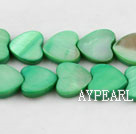 Shell Beads, Fruit Green, 3*12mm dyed heart shape, Sold per 15-inch strand