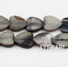 Shell Beads, Black, 3*12mm dyed heart shape, Sold per 15-inch strand