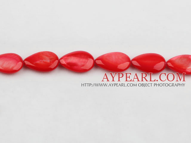 Shell Beads, Red, 5*10*14mm dyed drope shape, Sold per 15.4-inch strand