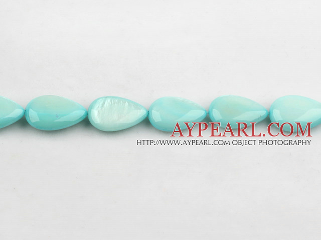 Shell Beads, Lake Blue, 5*10*14mm dyed drope shape, Sold per 15.4-inch strand