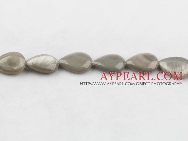 Shell Beads, Light Gray, 5*10*14mm dyed drope shape, Sold per 15.4-inch strand