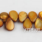 Shell Beads, Brown, 8*14mm dyed drope shape, Sold per 15-inch strand