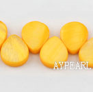 Shell Beads, Yellow, 12*18mm dyed drope shape, Sold per 15.7-inch strand