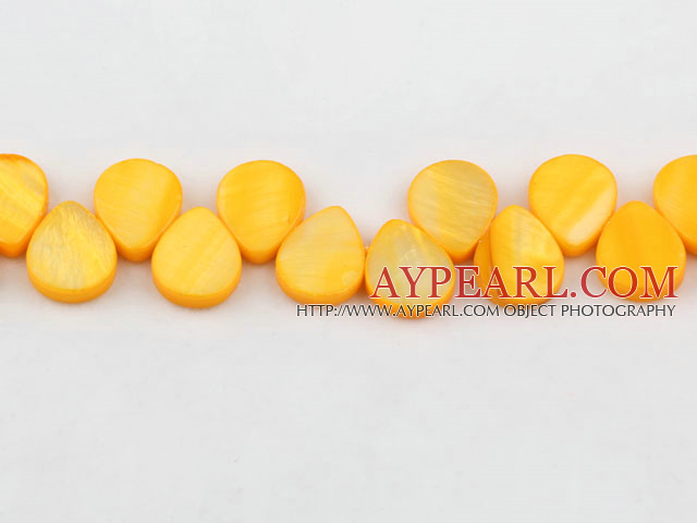 Shell Beads, Yellow, 12*18mm dyed drope shape, Sold per 15.7-inch strand