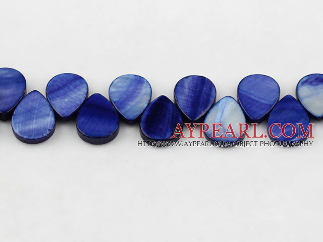 Shell Beads, Sapphire Blue, 12*18mm dyed drope shape, Sold per 15.7-inch strand