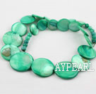 Shell Beads, Green, 6*15*18*20mm dyed tower shape, Sold per 18.5-inch strand