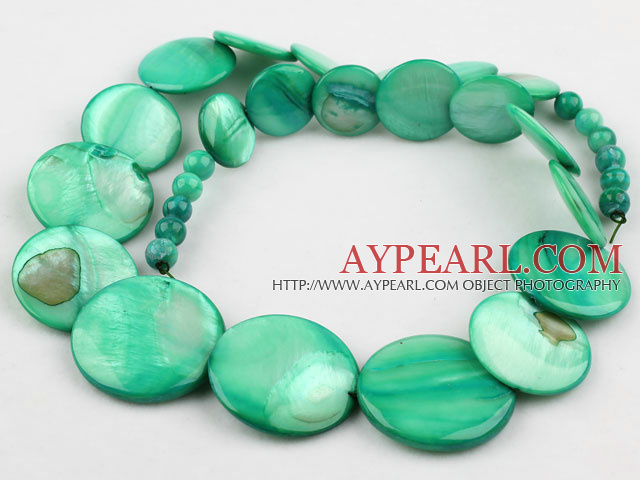 Shell Beads, Green, 6*15*18*20mm dyed tower shape, Sold per 18.5-inch strand