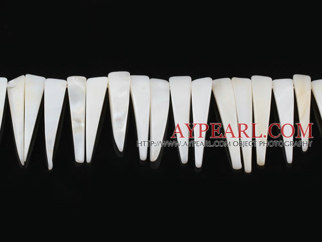 Shell Beads, White, 5*8*35mm long tooth, Sold per 15-inch strand
