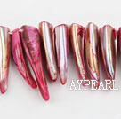 Shell Beads, Wine Red, 5*8*35mm dyed long tooth, Sold per 15-inch strand