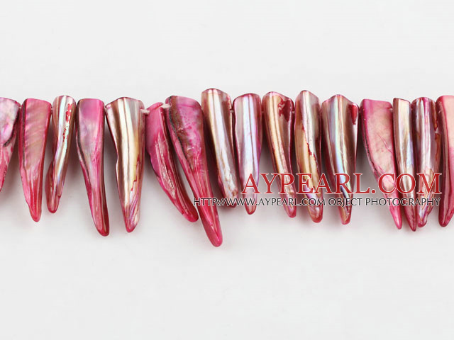 Shell Beads, Wine Red, 5*8*35mm dyed long tooth, Sold per 15-inch strand
