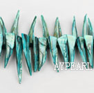 Shell Beads, Peacock Green, 5*8*35mm dyed long tooth, Sold per 15-inch strand