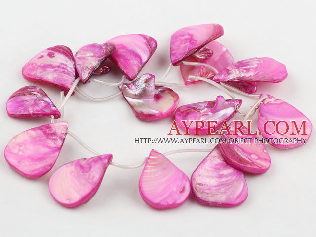 Shell Beads, Purplish Red, 20*30mm dyed drop shape, Sold per 15.7-inch strand