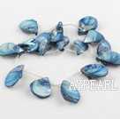 Shell Beads, Dark Blue, 20*30mm dyed drop shape, Sold per 15.7-inch strand