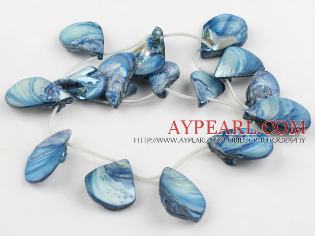 Shell Beads, Dark Blue, 20*30mm dyed drop shape, Sold per 15.7-inch strand