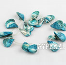 Shell Beads, Peacock Green, 20*30mm dyed drop shape, Sold per 15.7-inch strand