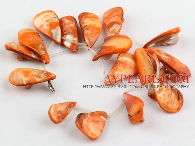 Shell Beads, Orange, 20*30mm dyed drop shape, Sold per 15.7-inch strand