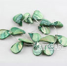 Shell Beads, Olive Green, 20*30mm dyed drop shape, Sold per 15.7-inch strand