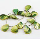 Shell Beads, Grass Green, 20*30mm dyed drop shape, Sold per 15.7-inch strand