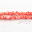 coral beads,6*8mm baroque,pink,Grade A,about 59 strands/kg