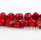 coral beads,10*10mm baroque,red,Grade A,about 20 strands/kg