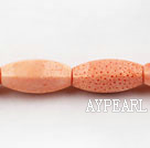 coral beads,12*25mm rice,faceted,pink,about 12 strands/kg