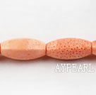 coral beads,12*25mm rice,faceted,pink,about 12 strands/kg