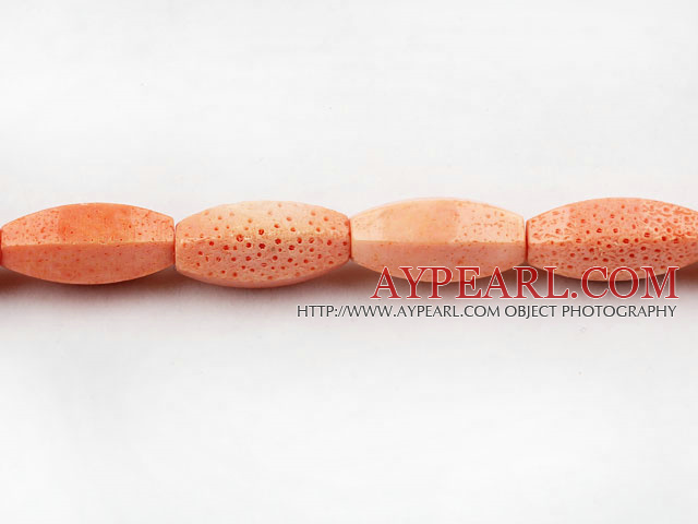 coral beads,12*25mm rice,faceted,pink,about 12 strands/kg