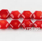 coral beads,4*10*11mm hexagon,red,about 37 strands/kg