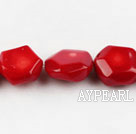 coral beads,6*13*15mm hexagon,red,about 16 strands/kg