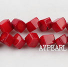 coral beads,8mm cube,red,about 32 strands/kg