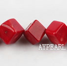 coral beads,14mm cube,red,about 8 strands/kg