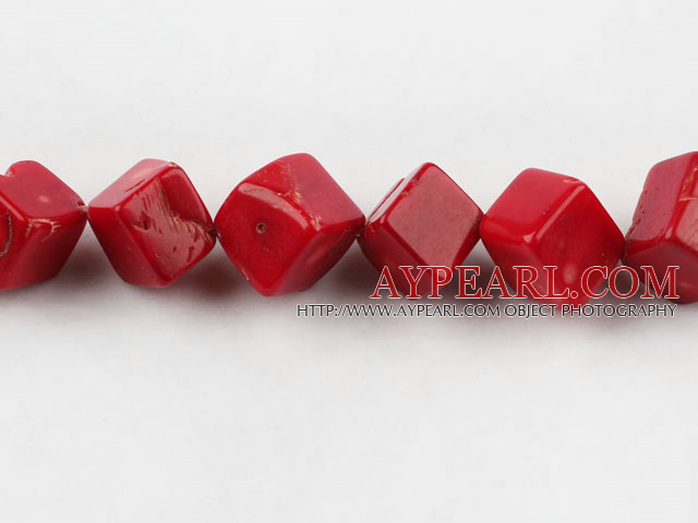 coral beads,14mm cube,red,about 8 strands/kg