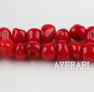 coral beads,5*7mm baroque,red,about 27 strands/kg