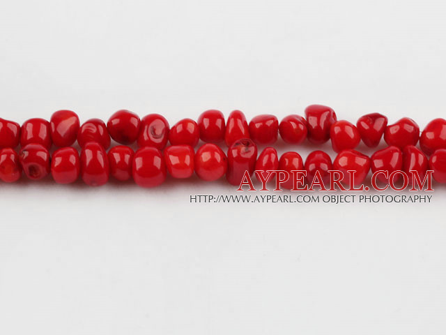 coral beads,5*7mm baroque,red,about 27 strands/kg