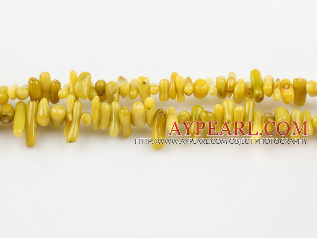 coral beads,3*10mm plantlet,yellow,about 32 strands/kg