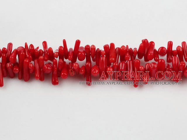 coral beads,4*12mm plantlet,red,about 28 strands/kg