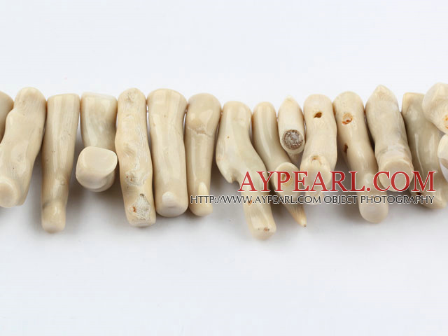 coral beads,10*40mm branch,white,about 3 strands/kg