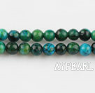 Chrysocolla beads, Green, 4mm round, Sold per 15.7-inch strand