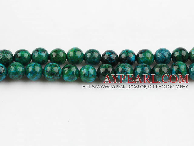 Chrysocolla beads, Green, 8mm round, Sold per 15.7-inch strand