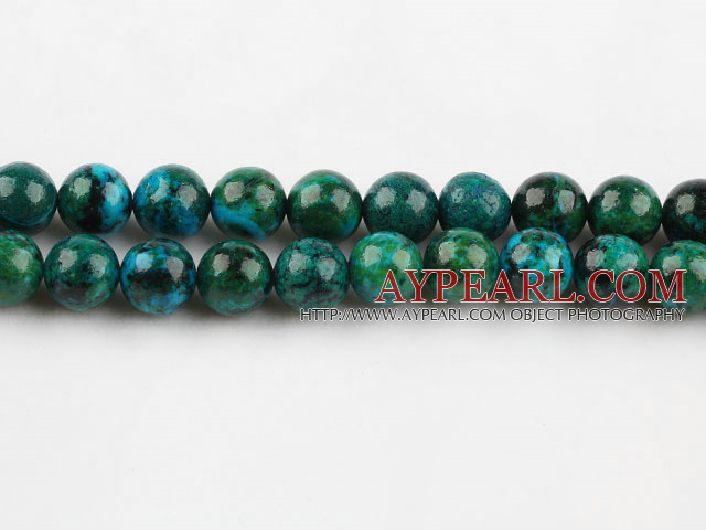 Chrysocolla beads, Green, 10mm round, Sold per 15.7-inch strand