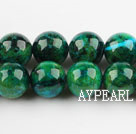 Chrysocolla beads, Green, 14mm round, Sold per 15.4-inch strand