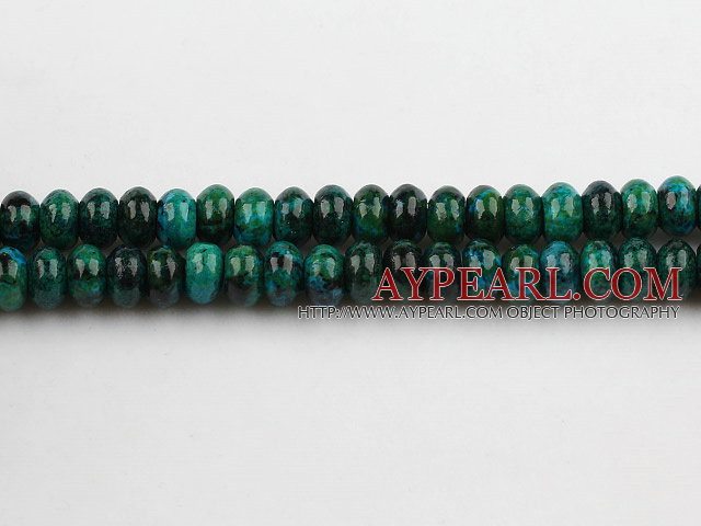 Chrysocolla beads, Green, 5*8mm, abacus shape, Sold per 15.7-inch strand