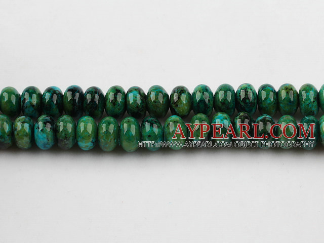 Chrysocolla beads, Green, 5*10mm, abacus shape, Sold per 15.7-inch strand