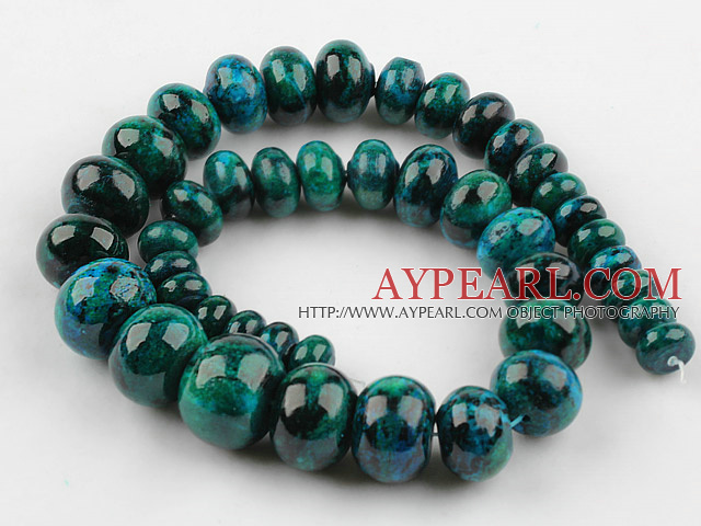 Chrysocolla beads, Green, 10-20mm, abacus tower shape, Sold per 15.4-inch strand