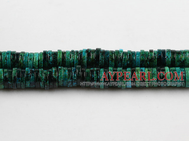 Chrysocolla beads, Green, 2*10mm flat disc, Sold per 15.7-inch strand