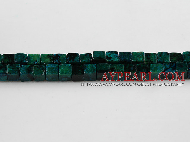Chrysocolla beads, Green, 7*7mm square, Sold per 15.7-inch strand