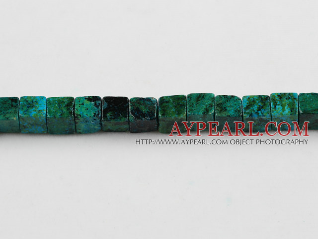 Chrysocolla beads, Green, 8*8mm square, Sold per 15.7-inch strand