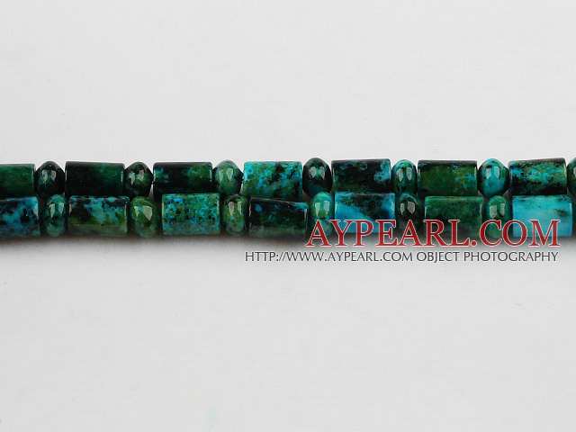 Chrysocolla beads, Green, 6*8mm cylinder abacus shape, Sold per 15.7-inch strand