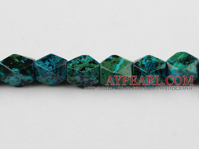 Chrysocolla beads, Green, 
10*15mm octagonal, Sold per 15.7-inch strand