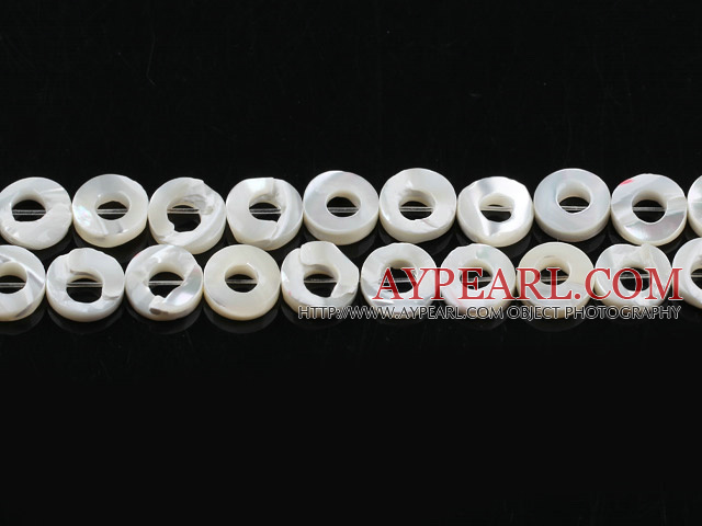Shell Beads, White, 10*10mm hollow out ring, lip shell, Sold per 15.7-inch strand